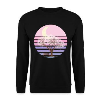 Kirschblüte Japanisch Pastell Goth Moon - Unisex Pullover - Schwarz - Vorne - Alina (178cm) & Michal (187cm)