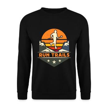 Trail Running Run Trails Retro Marathoner Training - Unisex Sweatshirt - black - Front - Alina (178cm) & Michal (187cm)