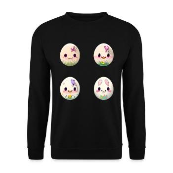Oeuf de Pâques Visages d’oeufs de Pâques - Sweat-shirt Unisexe - noir - Devant - Alina (178cm) & Michal (187cm)
