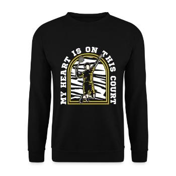 Badminton My Heart Is On This Court Shuttlecock - Unisex Sweatshirt - black - Front - Alina (178cm) & Michal (187cm)