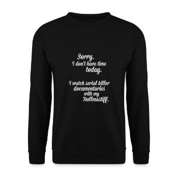 I watch documentaries with my Bullmastiff - Unisex Sweatshirt - black - Front - Alina (178cm) & Michal (187cm)