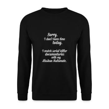 Je regarde des documentaires avec mon Malamute d’Alaska - Sweat-shirt Unisexe - noir - Devant - Alina (178cm) & Michal (187cm)