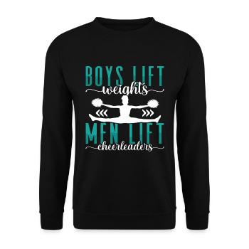 Cheerleading Garçons Soulever des poids Hommes Soulever des encouragements - Sweat-shirt Unisexe - noir - Devant - Alina (178cm) & Michal (187cm)