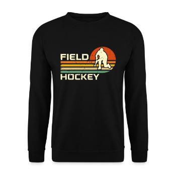 Field Hockey Retro Ice Hockey Loves Goalkeeper - Unisex Sweatshirt - black - Front - Alina (178cm) & Michal (187cm)