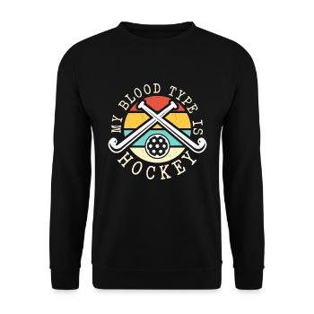 Field Hockey My Blood Type Is Retro Hockey Goalie - Unisex Sweatshirt - black - Front - Alina (178cm) & Michal (187cm)