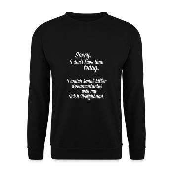 Je regarde des documentaires avec mon lévrier irlandais - Sweat-shirt Unisexe - noir - Devant - Alina (178cm) & Michal (187cm)