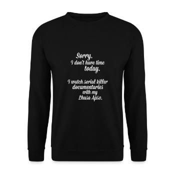 Je regarde des documentaires avec mon Lhassa Apso - Sweat-shirt Unisexe - noir - Devant - Alina (178cm) & Michal (187cm)