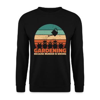 Hobbygärtner Garten Mord Gartenkatze - Unisex Pullover - Schwarz - Vorne - Alina (178cm) & Michal (187cm)