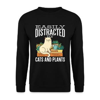 Hobby Gardener Garden Funny Garden Cat - Unisex Sweatshirt - black - Front - Alina (178cm) & Michal (187cm)