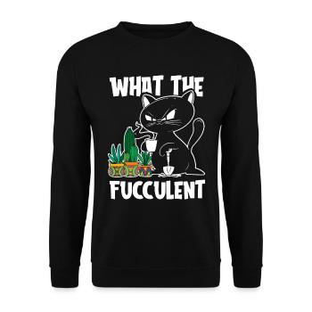 Hobbygärtner Garten Saftig Gartenkatze - Unisex Pullover - Schwarz - Vorne - Alina (178cm) & Michal (187cm)