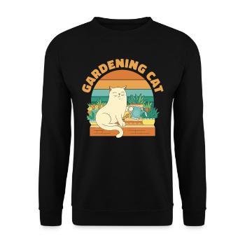 Hobbygärtner Garten Katzenartig Gartenkatze - Unisex Pullover - Schwarz - Vorne - Alina (178cm) & Michal (187cm)