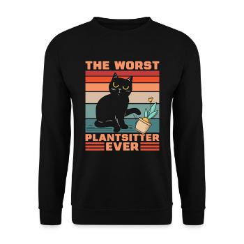 Hobby Gardener Garden Funny Garden Cat - Unisex Sweatshirt - black - Front - Alina (178cm) & Michal (187cm)