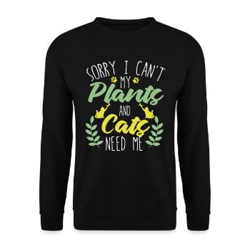 Hobby Gardener Garden Funny Garden Cat - Unisex Sweatshirt - black - Front - Alina (178cm) & Michal (187cm)