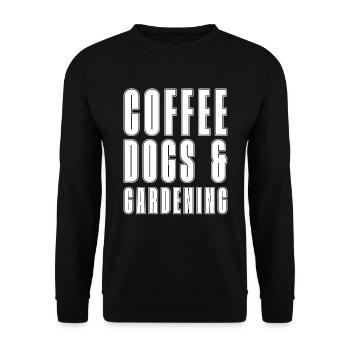 Hobbygärtner Garten Kaffee Gartenhund - Unisex Pullover - Schwarz - Vorne - Alina (178cm) & Michal (187cm)
