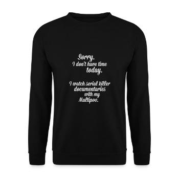 I watch documentaries with my Maltipoo - Unisex Sweatshirt - black - Front - Alina (178cm) & Michal (187cm)