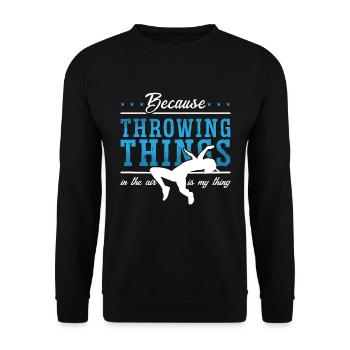 Track And Field Because Throwing Things Sprinting - Unisex Pullover - Schwarz - Vorne - Alina (178cm) & Michal (187cm)