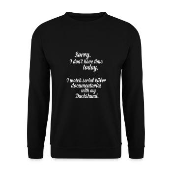 I watch documentaries with my dachshund - Unisex Sweatshirt - black - Front - Alina (178cm) & Michal (187cm)
