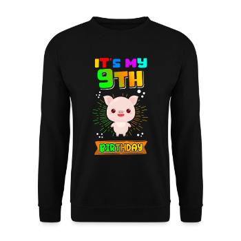 9. Geburtstag 9 Jahre alt Geschenkidee Geschenk - Unisex Pullover - Schwarz - Vorne - Alina (178cm) & Michal (187cm)