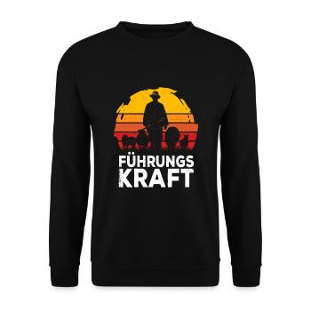 FÜHRUNGSKRAFT SCHAFE HIRTE LANDWIRT BAUER SCHÄFER - Unisex Pullover - Schwarz - Vorne - Alina (178cm) & Michal (187cm)