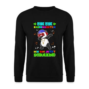 Einschulung Schulanfang Schule Schulkind Geschenk - Unisex Pullover - Schwarz - Vorne - Alina (178cm) & Michal (187cm)