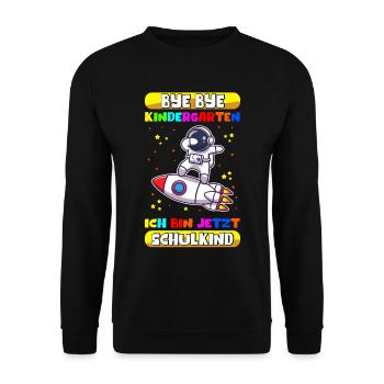 Einschulung Schule Schulanfang Schulkind Geschenk - Unisex Pullover - Schwarz - Vorne - Alina (178cm) & Michal (187cm)