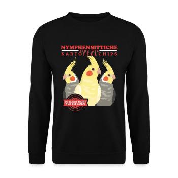 Nymphensittiche Vogel Vogelbesitzer Geschenk - Unisex Pullover - Schwarz - Vorne - Alina (178cm) & Michal (187cm)
