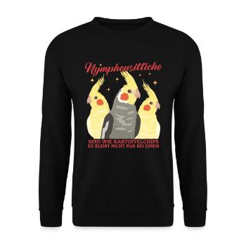 Nymphensittich Vogel Vogelbesitzer Geschenk - Unisex Pullover - Schwarz - Vorne - Alina (178cm) & Michal (187cm)
