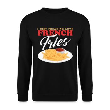 French fries fast food fast food fries gift - Unisex Sweatshirt - black - Front - Alina (178cm) & Michal (187cm)