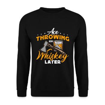 Axe Throwing Now Whiskey Later Hatchet Thrower - Unisex Pullover - Schwarz - Vorne - Alina (178cm) & Michal (187cm)