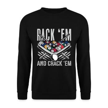 Cue Sports Rack 'Em And Crack Snooker Pool Player - Unisex Pullover - Schwarz - Vorne - Alina (178cm) & Michal (187cm)