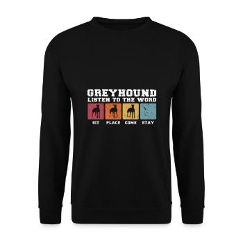 Greyhound listen to the word - Unisex Pullover - Schwarz - Vorne - Alina (178cm) & Michal (187cm)