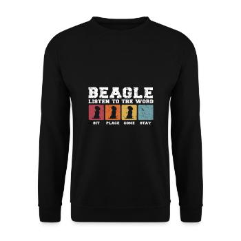 Beagle listen to the word - Unisex Pullover - Schwarz - Vorne - Alina (178cm) & Michal (187cm)