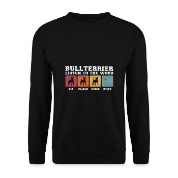 Bullterriers listen to the word - Unisex Pullover - Schwarz - Vorne - Alina (178cm) & Michal (187cm)