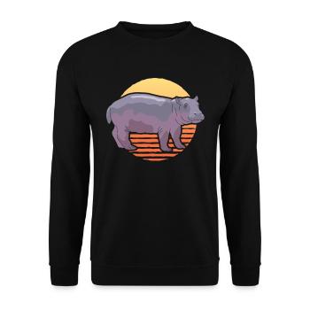 Nilpferd Baby Nilpferde Flusspferd Geschenk - Unisex Pullover - Schwarz - Vorne - Alina (178cm) & Michal (187cm)