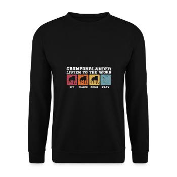 Cromfohrlander listen to the word - Unisex Pullover - Schwarz - Vorne - Alina (178cm) & Michal (187cm)