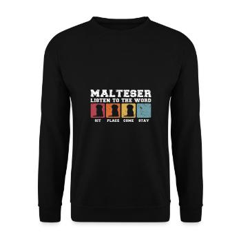 Maltese listen to the word - Unisex Pullover - Schwarz - Vorne - Alina (178cm) & Michal (187cm)