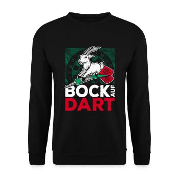 BOCK AUF DARTS SPRUCH STEELDARTS DARTSPIELER DART - Unisex Pullover - Schwarz - Vorne - Alina (178cm) & Michal (187cm)
