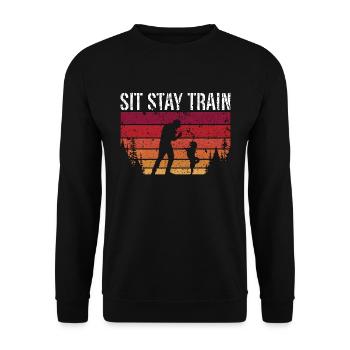 Animal Trainer Sit Stay Train Retro Dog Training - Unisex Sweatshirt - black - Front - Alina (178cm) & Michal (187cm)