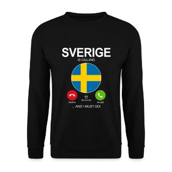 SVERIGE APPELLE AU DRAPEAU SUÉDOIS LE SLOGAN SUÉDOIS - Sweat-shirt Unisexe - noir - Devant - Alina (178cm) & Michal (187cm)