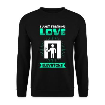 Fahrstuhl Aufzug Aufzugsmechaniker Geschenk - Unisex Pullover - Schwarz - Vorne - Alina (178cm) & Michal (187cm)