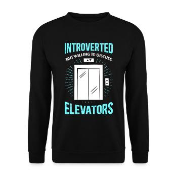 Fahrstuhl | Aufzug Aufzugsmechaniker Geschenk - Unisex Pullover - Schwarz - Vorne - Alina (178cm) & Michal (187cm)