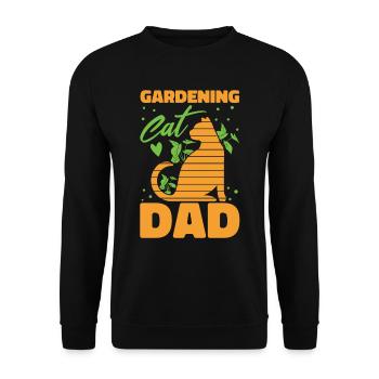 Hobbygärtner Garten Papa Gartenkatze - Unisex Pullover - Schwarz - Vorne - Alina (178cm) & Michal (187cm)