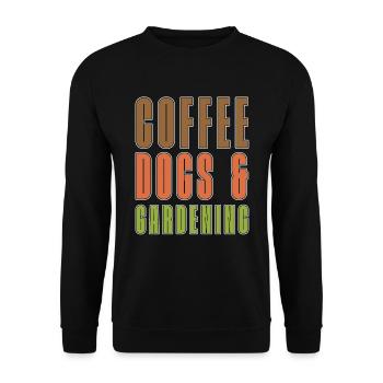 Hobbygärtner Garten Kaffee Gartenhund - Unisex Pullover - Schwarz - Vorne - Alina (178cm) & Michal (187cm)