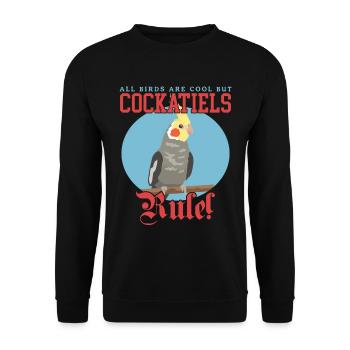 Cockatiels Bird | Bird Owner Gift - Unisex Sweatshirt - black - Front - Alina (178cm) & Michal (187cm)