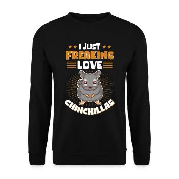 Chinchilla Besitzer Chinchillas Geschenk - Unisex Pullover - Schwarz - Vorne - Alina (178cm) & Michal (187cm)