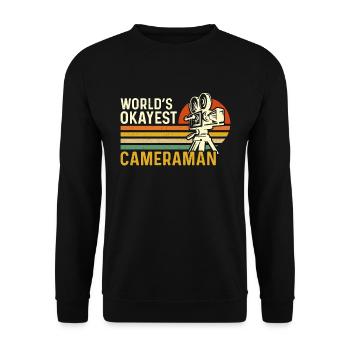 Camera Operator World's Okayest Retro Cameraman - Unisex Sweatshirt - black - Front - Alina (178cm) & Michal (187cm)