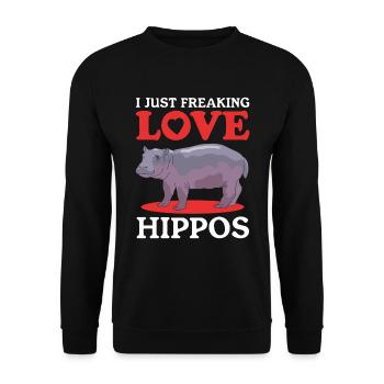 Hippo Baby Hippo Hippos Gift - Unisex Sweatshirt - black - Front - Alina (178cm) & Michal (187cm)