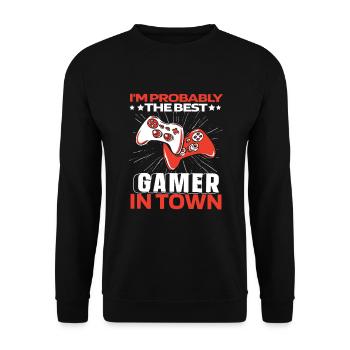 Gamer Gaming Best - Unisex Sweatshirt - black - Front - Alina (178cm) & Michal (187cm)