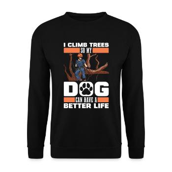 Baumpfleger Baumkletterer Arborist Hund - Unisex Pullover - Schwarz - Vorne - Alina (178cm) & Michal (187cm)