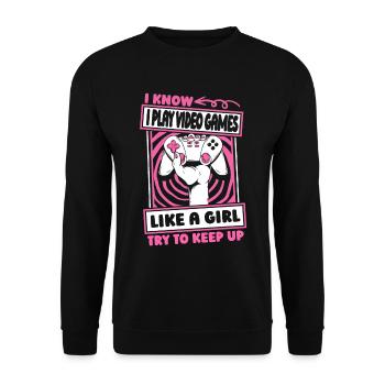Gamer Gaming Girl - Unisex Sweatshirt - black - Front - Alina (178cm) & Michal (187cm)